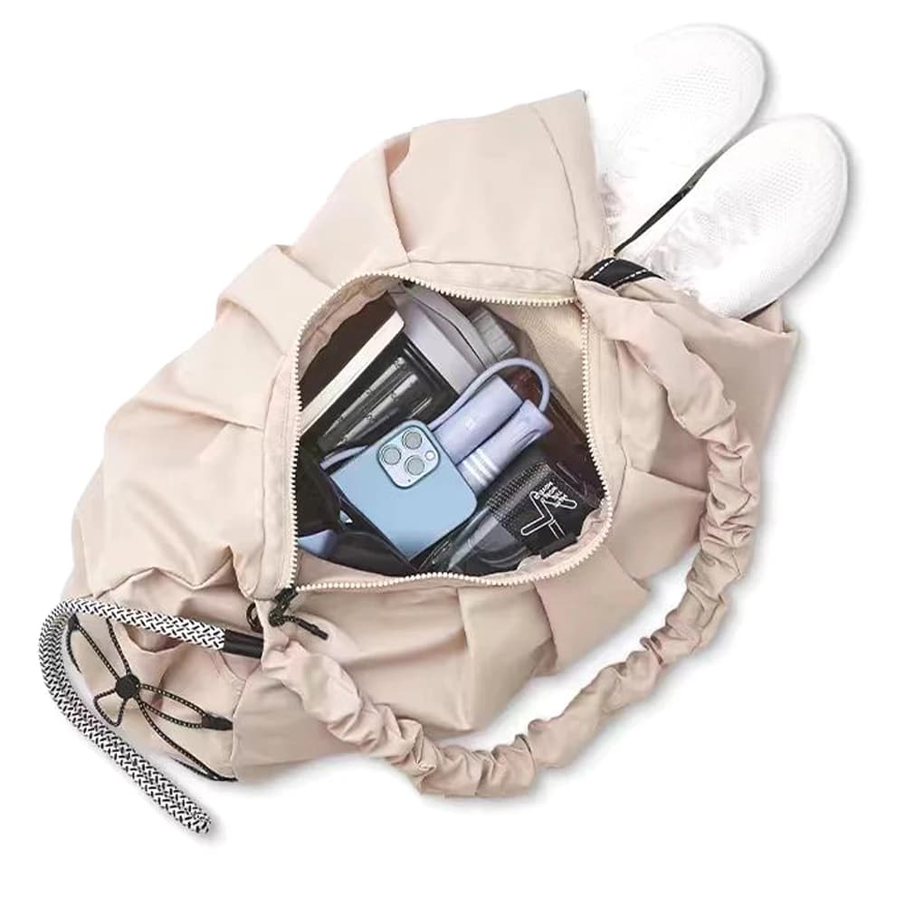 1 piece gym bag, yoga mat bag with shoe compartment, wet pocket and water bottle pocket
