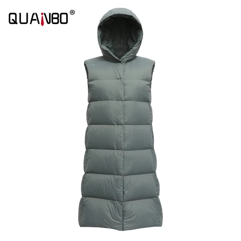 Top Grade Women X-long Hoode senza maniche 90% White Duck Down Warm Jackets 2024 New Arrovals femminile coreano Slim Fit Down Vest Coat