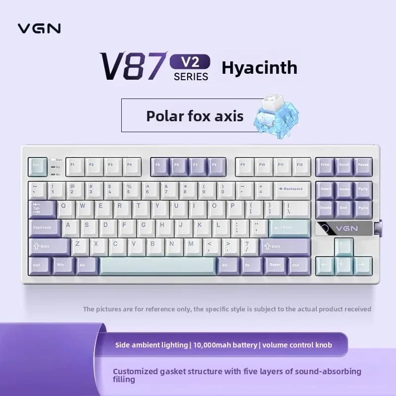 VGN V87 V2 Wireless Keyboard Three Mode Connection E-sports Keyboard 1ms Esports Level Ultra-Low Delay For Pc Accessories Gifts