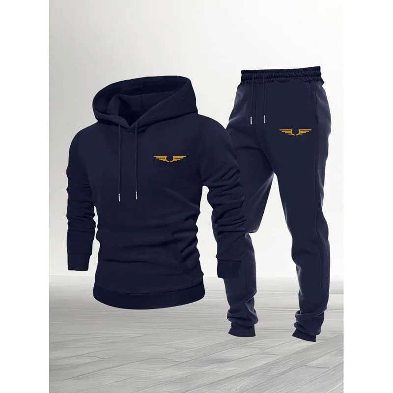 Men's American retro style sweatshirt and trousers set, breathable and soft polyester, gift for friends
