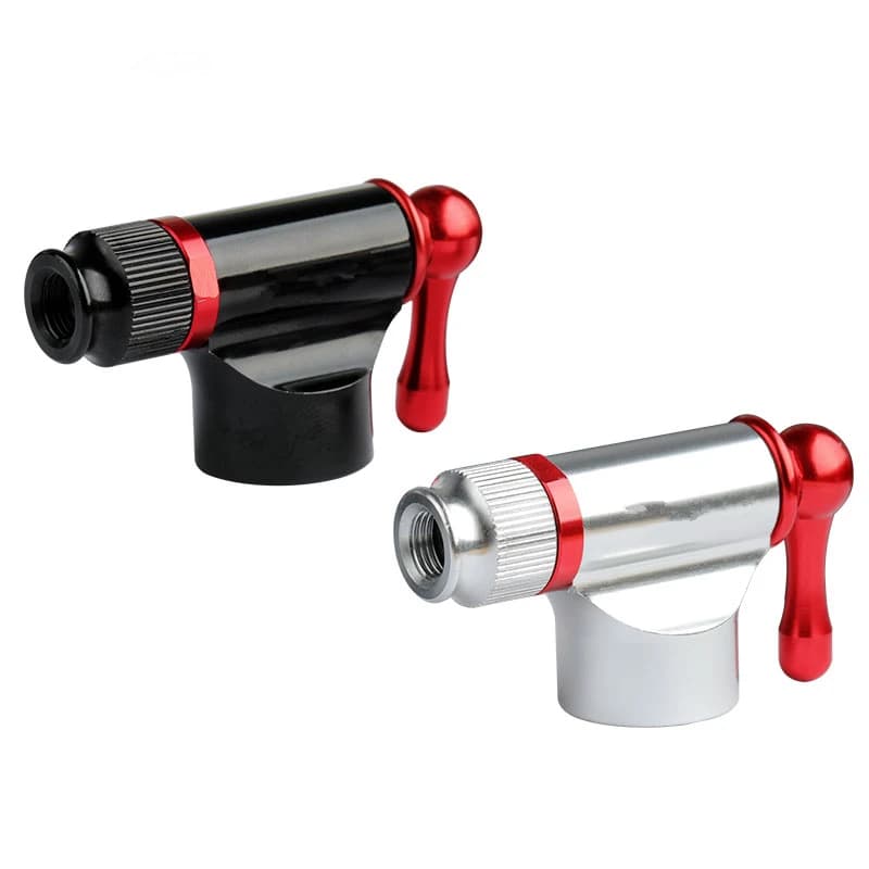 Pompa Gonfiabile CO2 per Bicicletta, Pompa per Pneumatici a Sgancio Rapido per Valvole Schrader e Presta, Compatibile con Cartucce Filettate 3/8-24