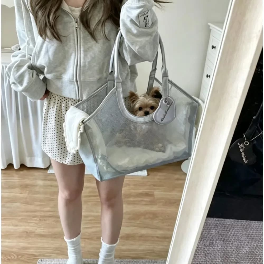 Breathable Mesh Pet Tote Carrier Bag Lightweight Shoulder Handbag Portable Outdoor Travel Pet bag for Small Dogs Cats