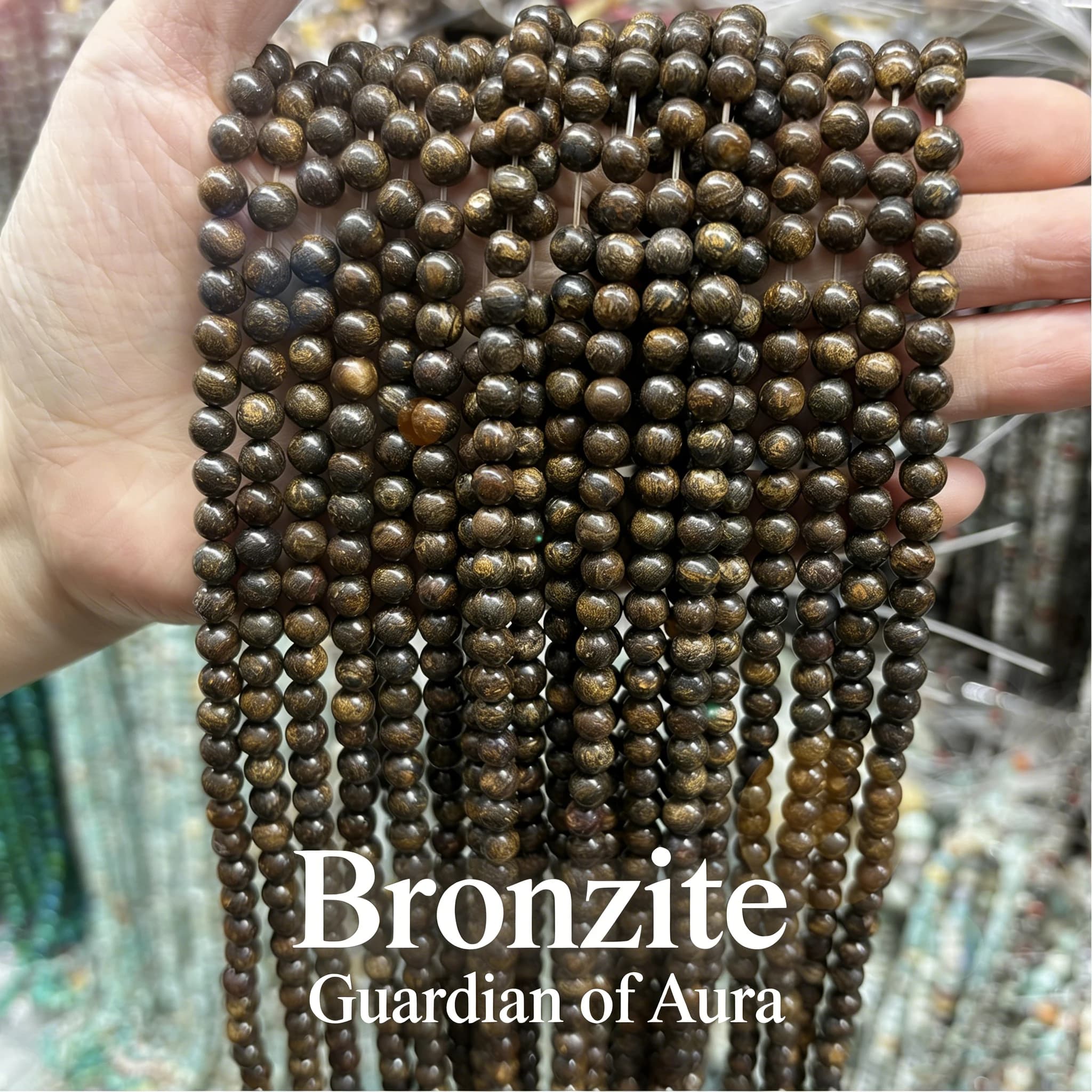 Perline di Bronzite 4 6 8 10mm, Perle Rotonde in Pietra Naturale di Bronzite per Creazione di Braccialetti e Collane, Nuovi Accessori per Gioielli Fai-da-Te