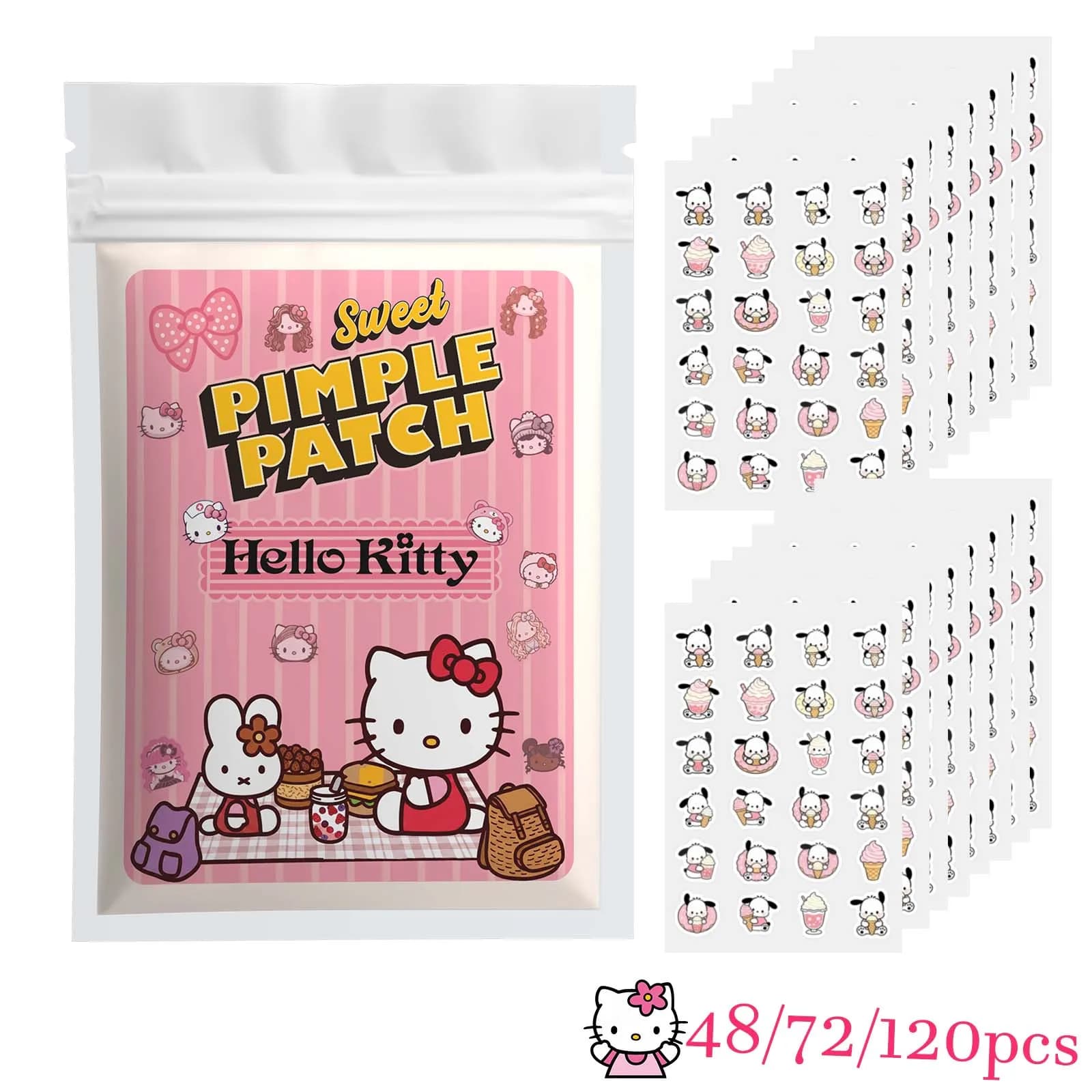 48/72/120PCS Hello Kitty Cartoon Pimple Patches, Hydrogel Spot Protection