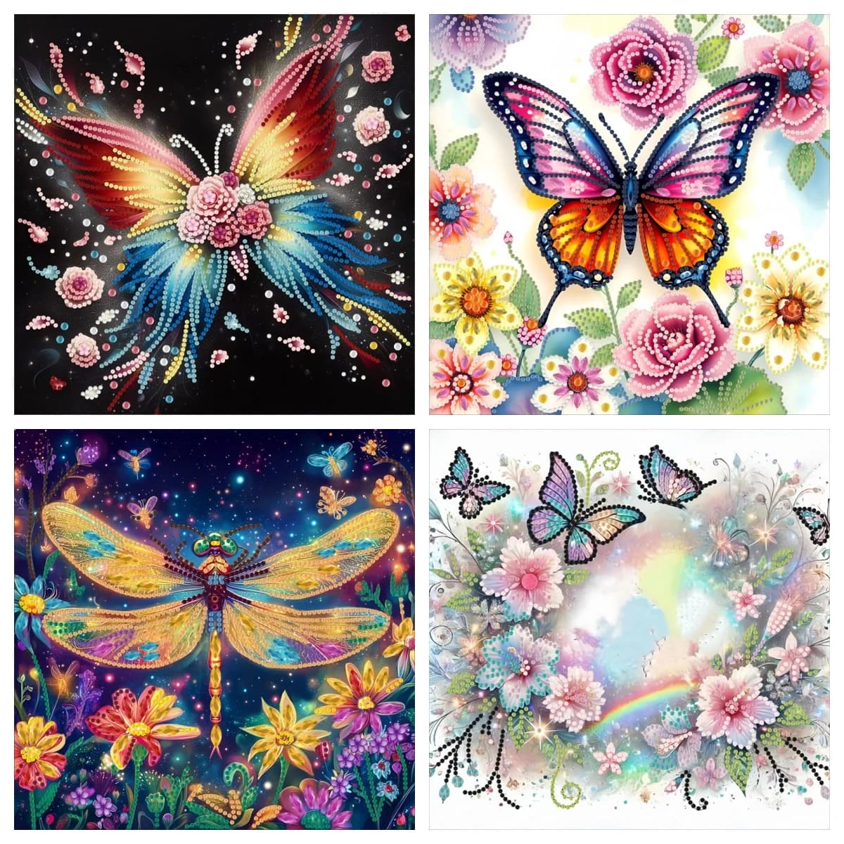 1 5D Butterfly Dragonfly Diamond Painting Kit Frameless DIY home decor Holiday gift Diamond art kit and full set of tools