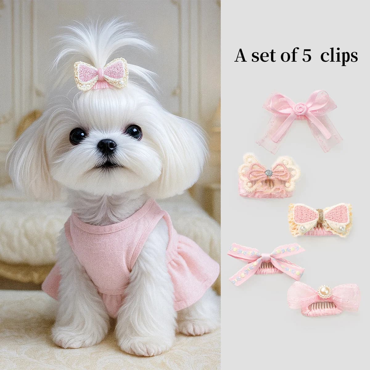 Mixed Pet Hair Clips Set Cute BB Clips Practical Broken Hair Barrettes Lovely Grooming Decor for Yorkie Maltese Small Dogs