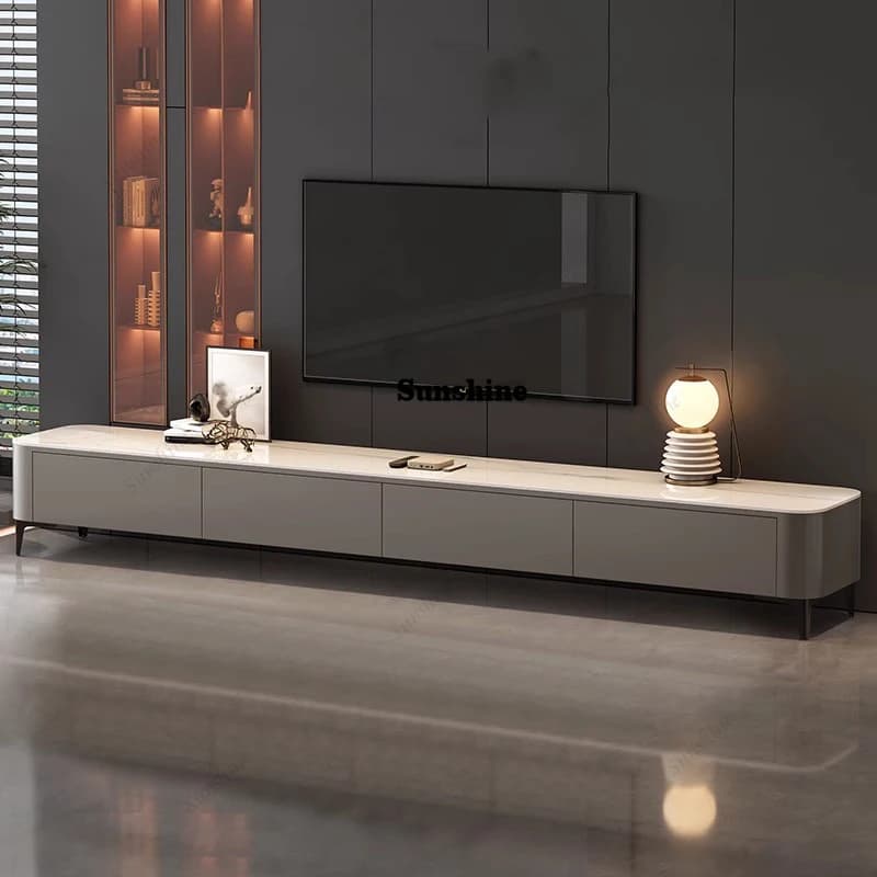 Mobile TV con Gambe in Metallo Stile Europeo, Moderno e Lussuoso, Design Unico e Minimalista, Elegante Arredamento per Soggiorno