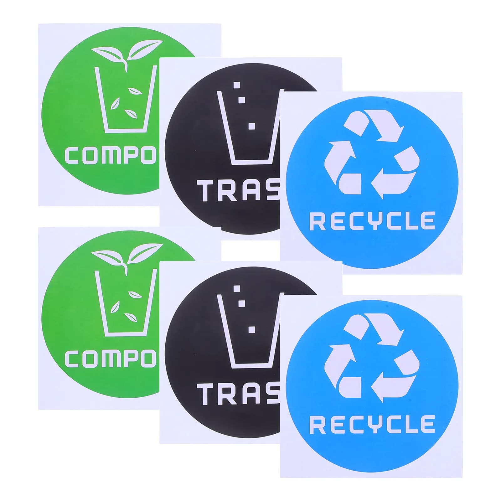 6Pcs Recycling Bin Stickers Trash Classification Labels Clear Symbols Aesthetic Design Versatile Use for Home Office Public