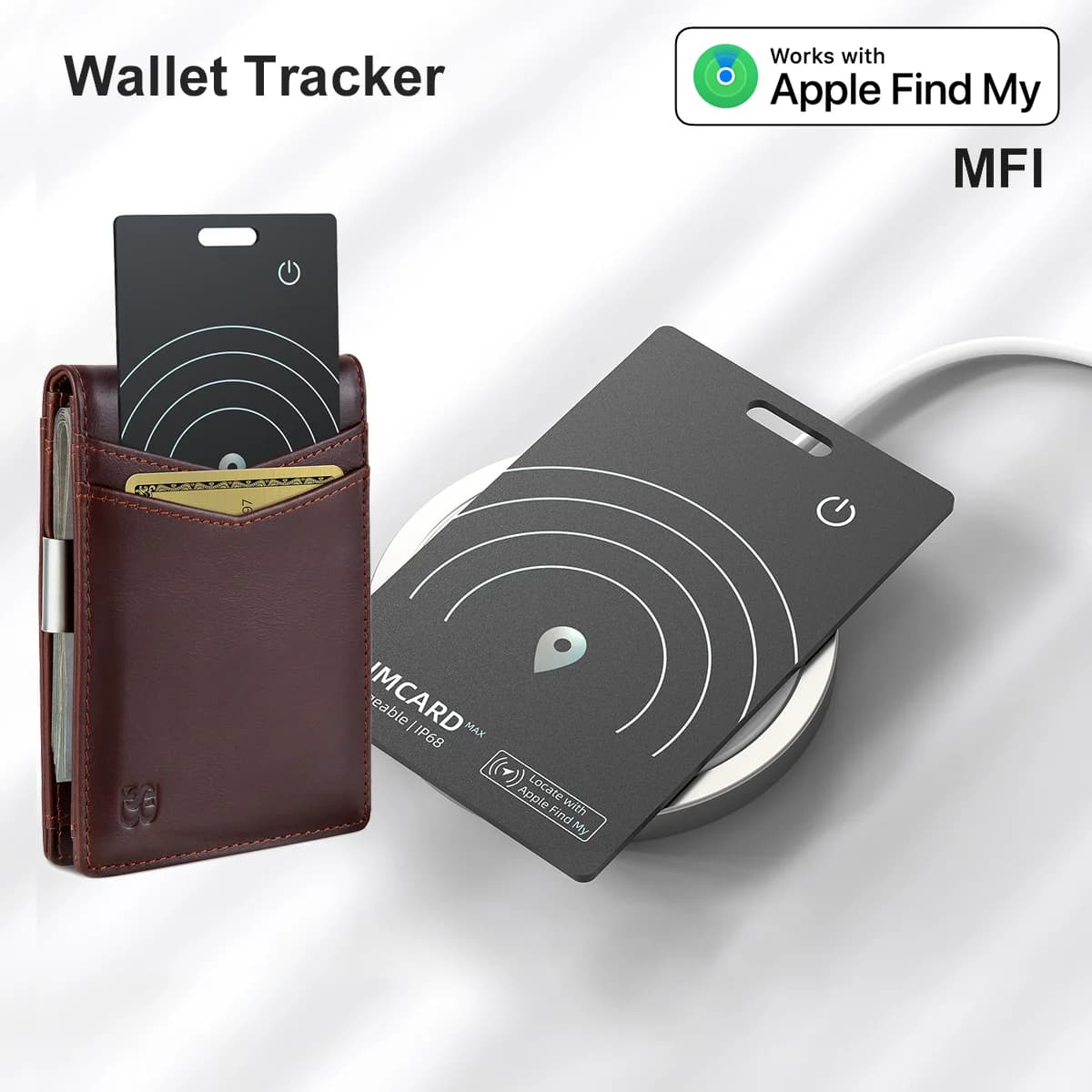 Smart Bluetooth Speaker for Wallets Compatible with Apple Find My, Wireless Charging, GPS for Camper, Keys and Objects