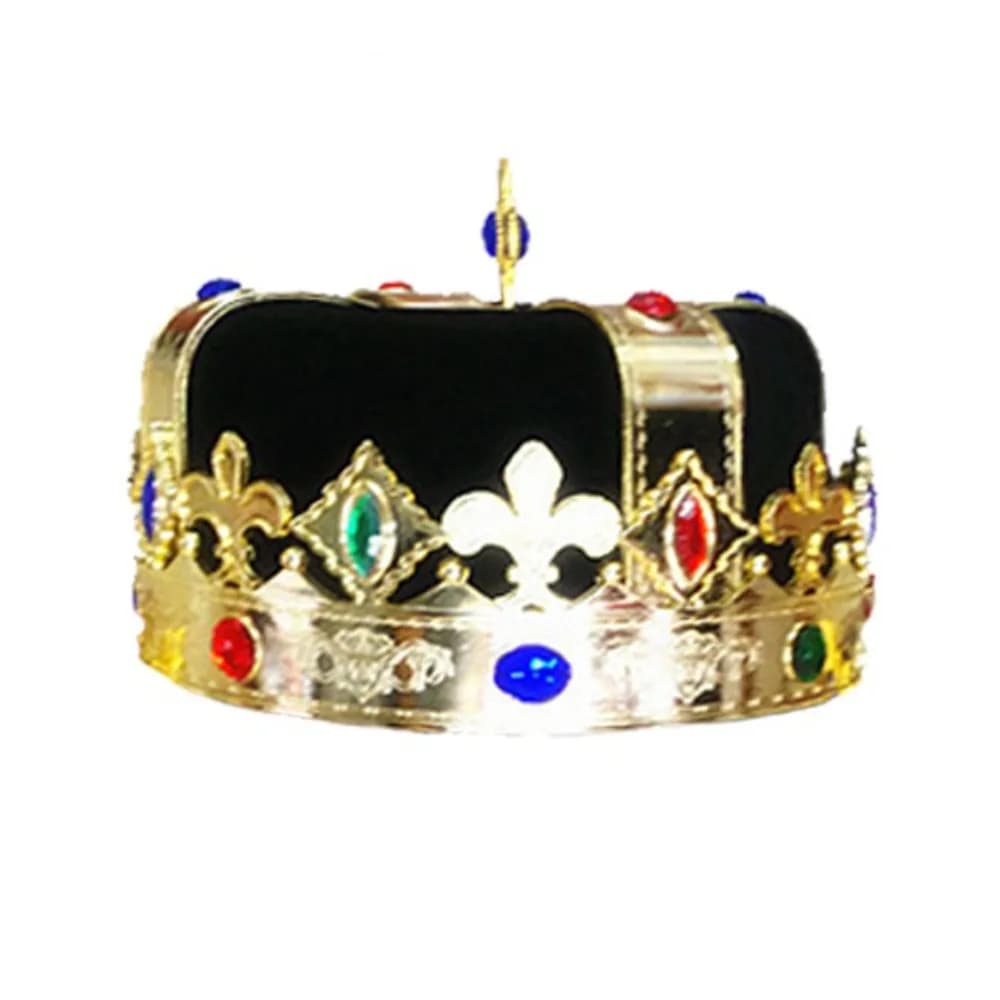 Dress Up King Crown Hat Spettacolo teatrale Masquerade Prince Cappelli da festa Cosplay Coronation King Berretti con gioielli Oggetti di scena di Halloween