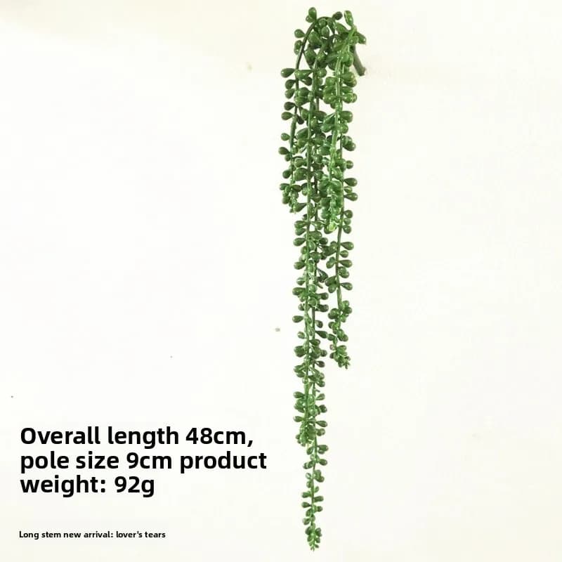 Pianta Succulenta Artificiale Verde 'Lacrime d'Amore' 48/35cm, Decorazione Sospesa per Casa, Finestra, Giardino, Feste, Pianta Verde Finta