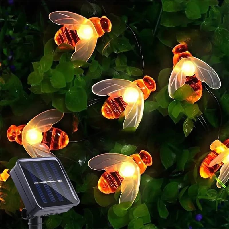 Luci a corda per api ad energia solare da 200 LED per esterni impermeabili solari per cortile, patio, feste, decorazioni natalizie, prato da giardino
