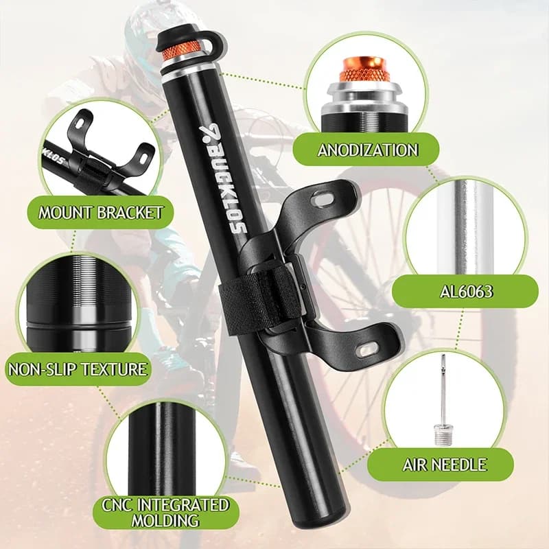 BUCKLOS 160PSI Mini Air Pump Ultralight Portable Tire Inflator Multifunctional Pump for Bicycle Basketball Ball Bike Accessorie