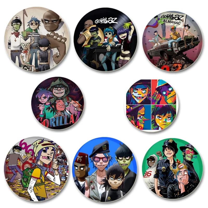 Anime Gorillaz Pin Round Cartoon Handmade Snap-in spille per zaino Cothes accessori collezione Badge Pop Virtual Bands
