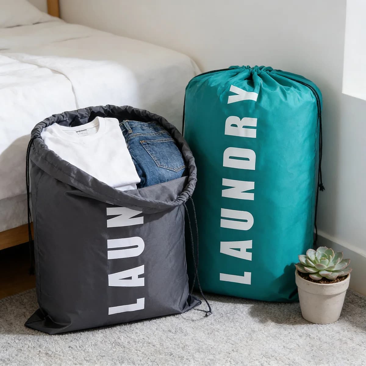 Fire Grey High-capacity Laundry Bag Travel Storage Pouch Machine Washable Dirty Clothes Organizer Drawstring Bag BHL1762-FRO