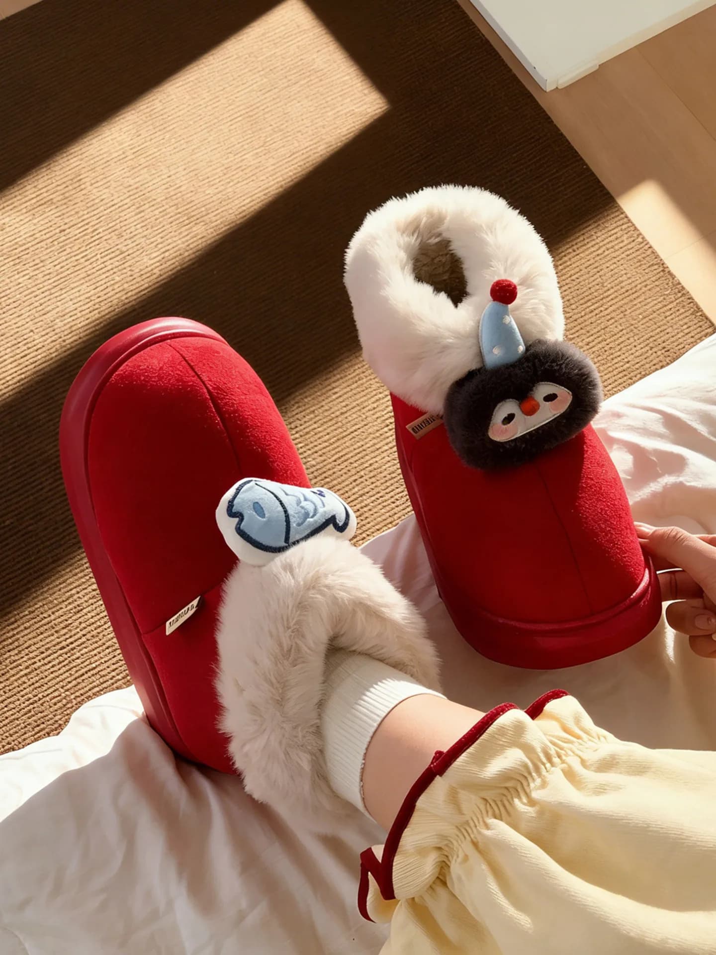 Thickened Fleece Lined Snow Boots Women's Cute Penguin Fish Anti-slip Thick Bottom Winter Fashion Northeast Cotton Boots