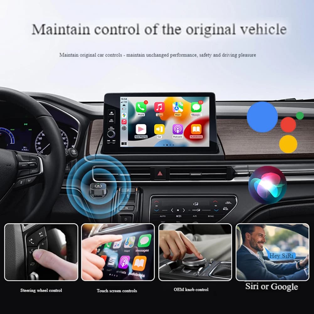 Adattatore Wireless 2in1 per CarPlay e Android Auto, Dongle AI Smart Box per Sistemi Auto Intelligenti, Compatibile con Auto con CarPlay Cablato di Fabbrica