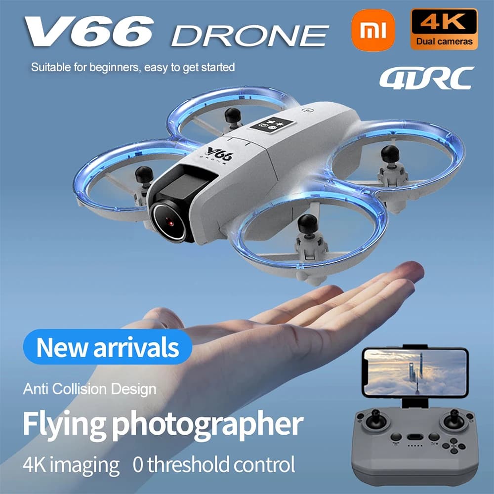 Nuovo V66 Mini Drone 4K Professione HD Telecamera grandangolare WiFi FPV RC Dron Altezza Mantenere Elicottero Pieghevole Quadcopter Giocattoli per bambini 4DRC