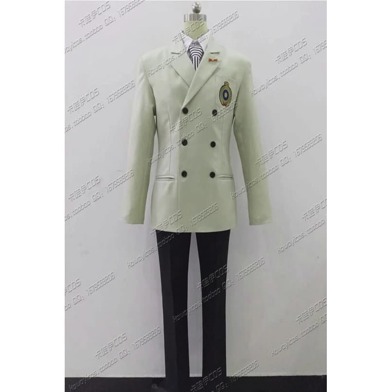 Costumi Cosplay del Gioco Phantom Thieves of Hearts, Uniforme Scolastica di Akechi Goro CROW, Completo Uomo con Cappotto, Camicia, Pantaloni, Cravatta e Guanti