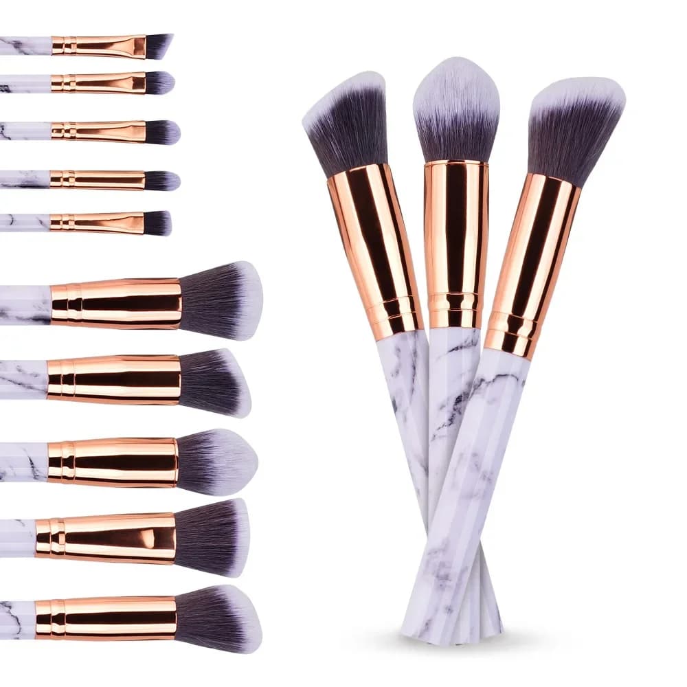 10 pennelli per trucco Patten in marmo per fondotinta in polvere cosmetica, ombretto, labbra, set di pennelli per trucco, strumento di bellezza