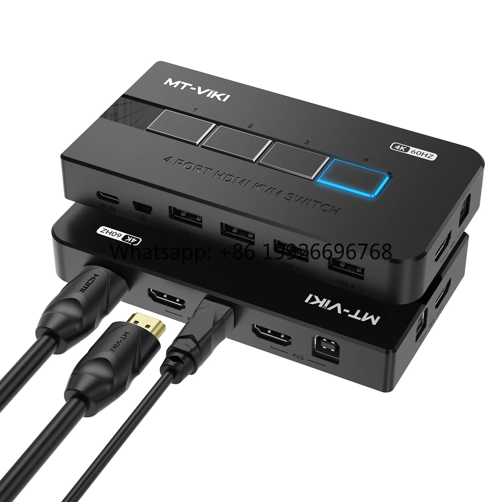 Hotkey Switch 4K 60Hz HDMI KVM Switch 4 Port Cables, Computer 1 Monitor Port KVM Switch HDMI 4 in 1 Out