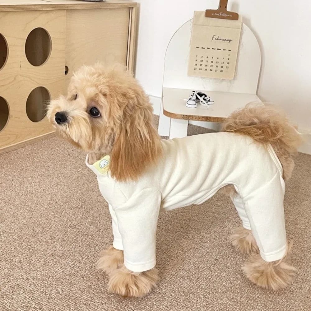Tuta Elastica Calda per Animali Domestici, Pantaloni a Quattro Zampe Antivento e Morbidi, Pigiama in Pile Traspirante e Confortevole per Cani, Abbigliamento per Interni