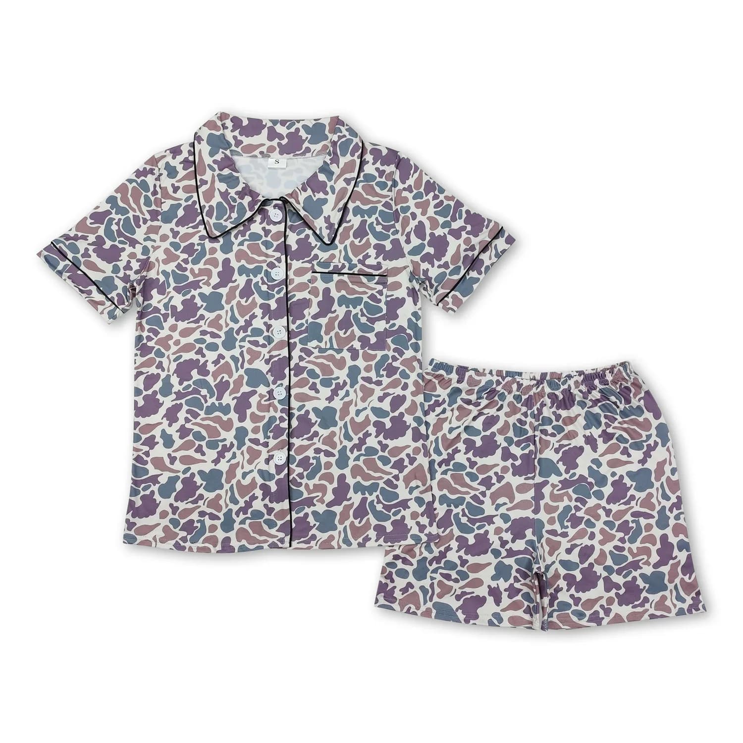 Pigiama Estivo da Donna con Stampa e Bottoni, Top e Pantaloncini