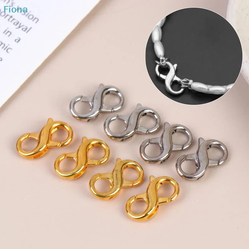 ✔ 10 Pezzi Chiusure a Forma di Otto, Moschettoni per Portachiavi, Collane, Connettori a Gancio, Accessori Fai da Te per Creazione Gioielli