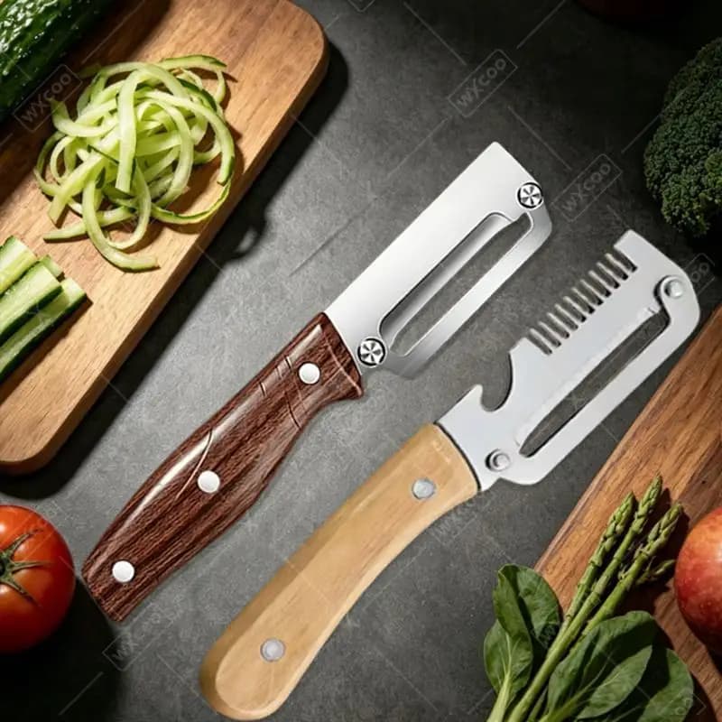 WXCOO Apriscatole 2-in-1 in Acciaio Inox e Pelapatate per Verdure e Frutta, per Pelare Patate e Zucche, Coltello da Cucina