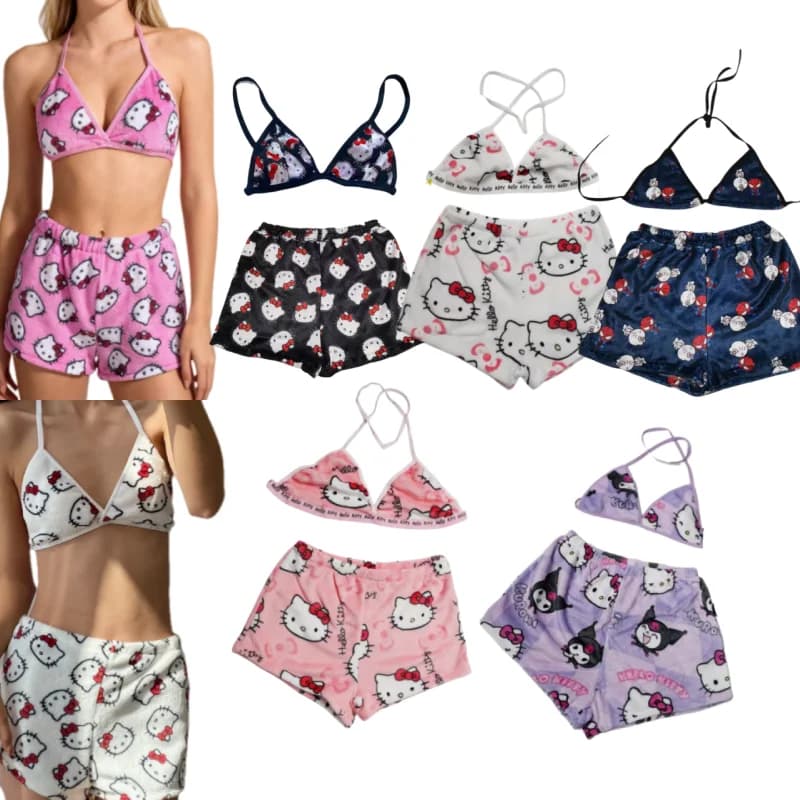 Bikini per Ragazze, Pigiama Hello Kitty a Due Pezzi, Sanrio Anime Kawaii, Biancheria Intima Femminile, Carino Abbigliamento Estivo da Spiaggia