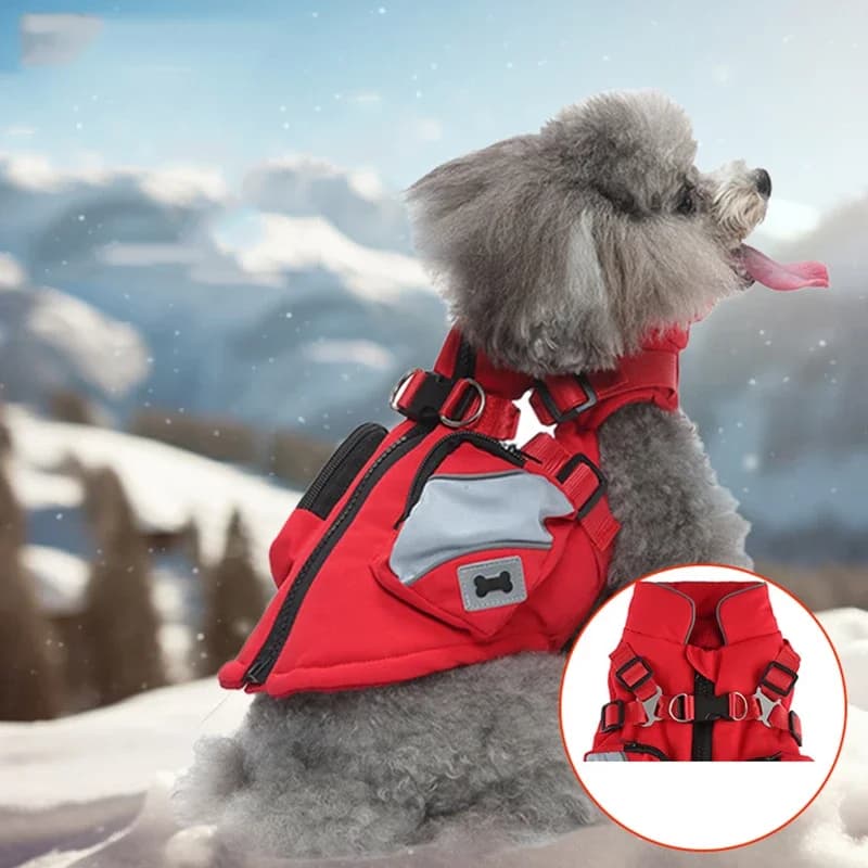 Giacca invernale impermeabile con apertura dell'imbracatura per cani e gatti Capispalla caldi e accoglienti per animali domestici Vestiti per cuccioli eleganti e versatili