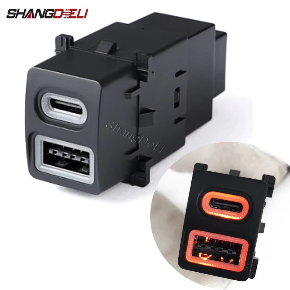 12V Fit for Subaru Forester 2019-2024 QC3.0 USB Type C PD Dual Charging Car Charger Socket with Fuse Protected