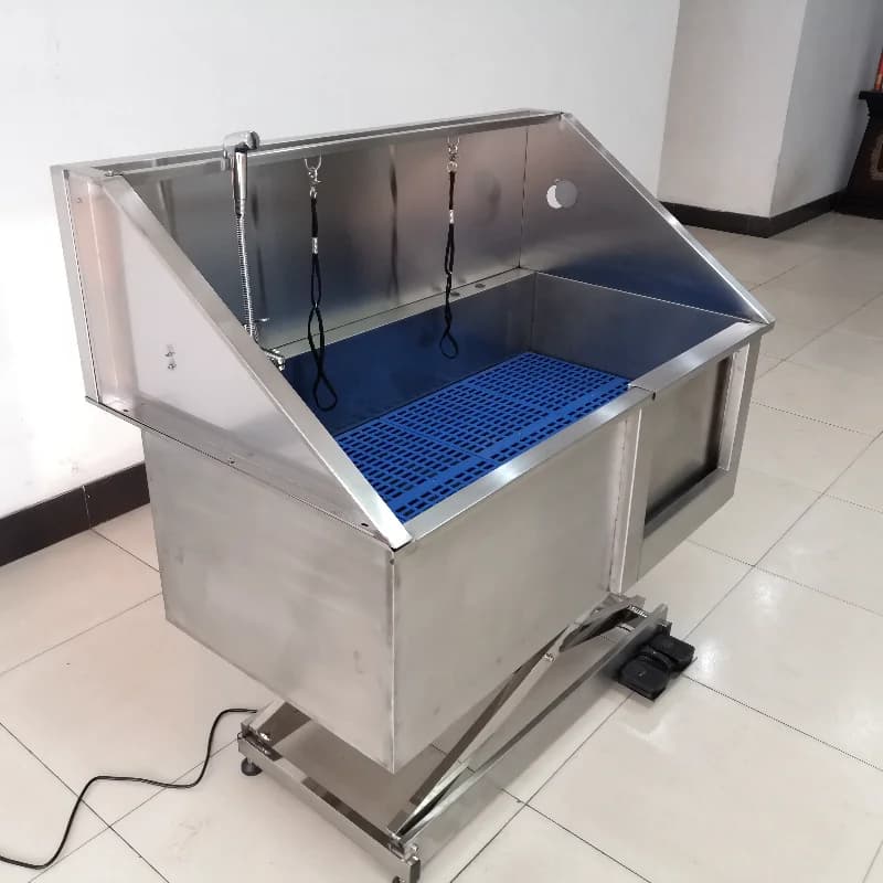 Stazione di lavaggio per cani da bagno per toelettatura Vasca da bagno per animali domestici con sollevamento elettrico in acciaio inossidabile
