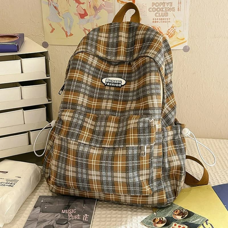New Plaid Texture Simple Backpack Large Capacity Versatile School Bag Fashion Causal and Commuting Travel Backpack for Women Men