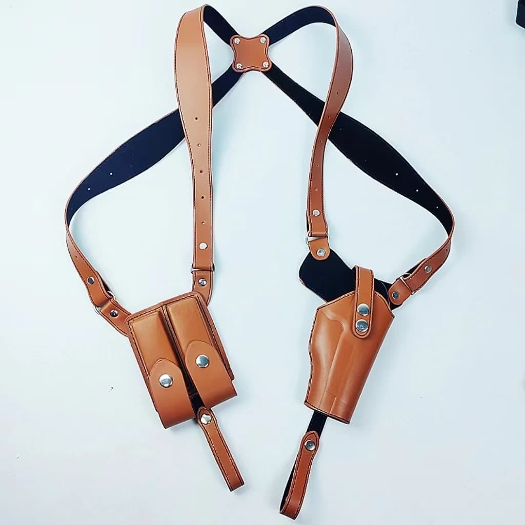 Concealed tactical hunting underarm holster PU Leather Gun 1911 Glock 17 19 31 Holster with Double Magazine Pouch