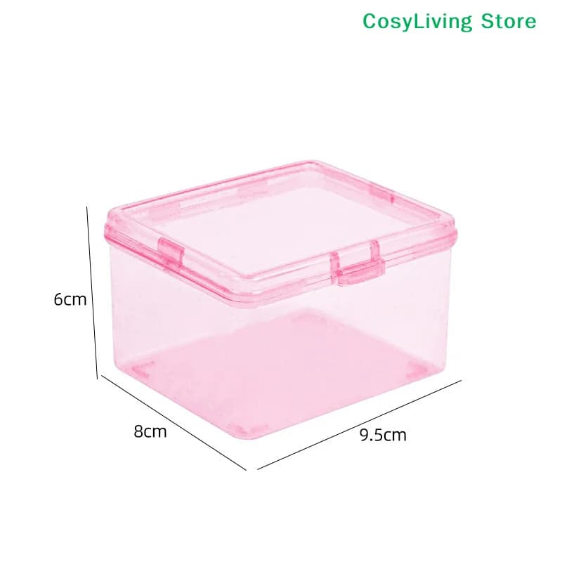 Transparent Storage Box Small Card Photo Plastic Pink Blue Storage Box Office Desktop Storage Box Classification Box Stationery