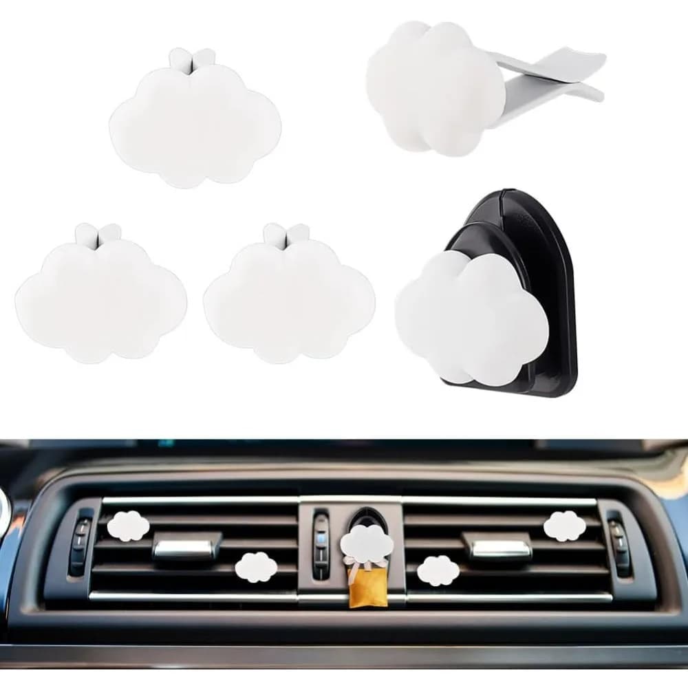 5 clips for white cloud air vent with 1 clip for self-adhesive air vent self-adhesive perfume clip for refreshing cars air vent clip for car