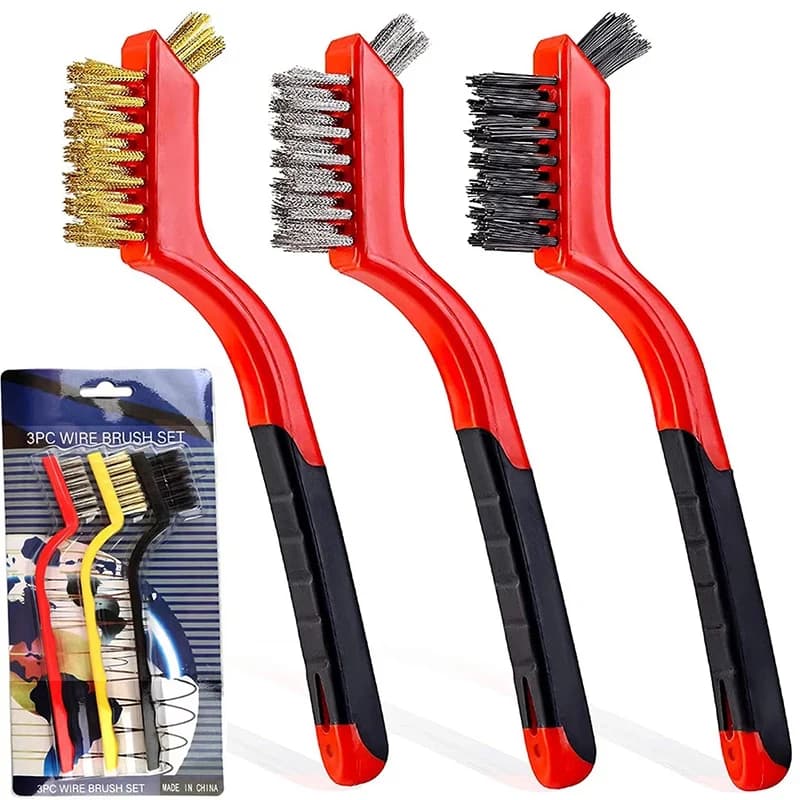 7 Inch Stainless Steel Brush Brass Cleaning Brush Anti Rust Polishing Metal Wire Cleaning Tool Family Set 3 Pieces
