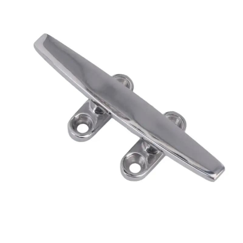 31BC Marine‑Grade Flat Mooring Cleat, Polished 316‑SS Low‑Profile Deck‑Mount Hardware for Boat, Yacht and Dock Rope