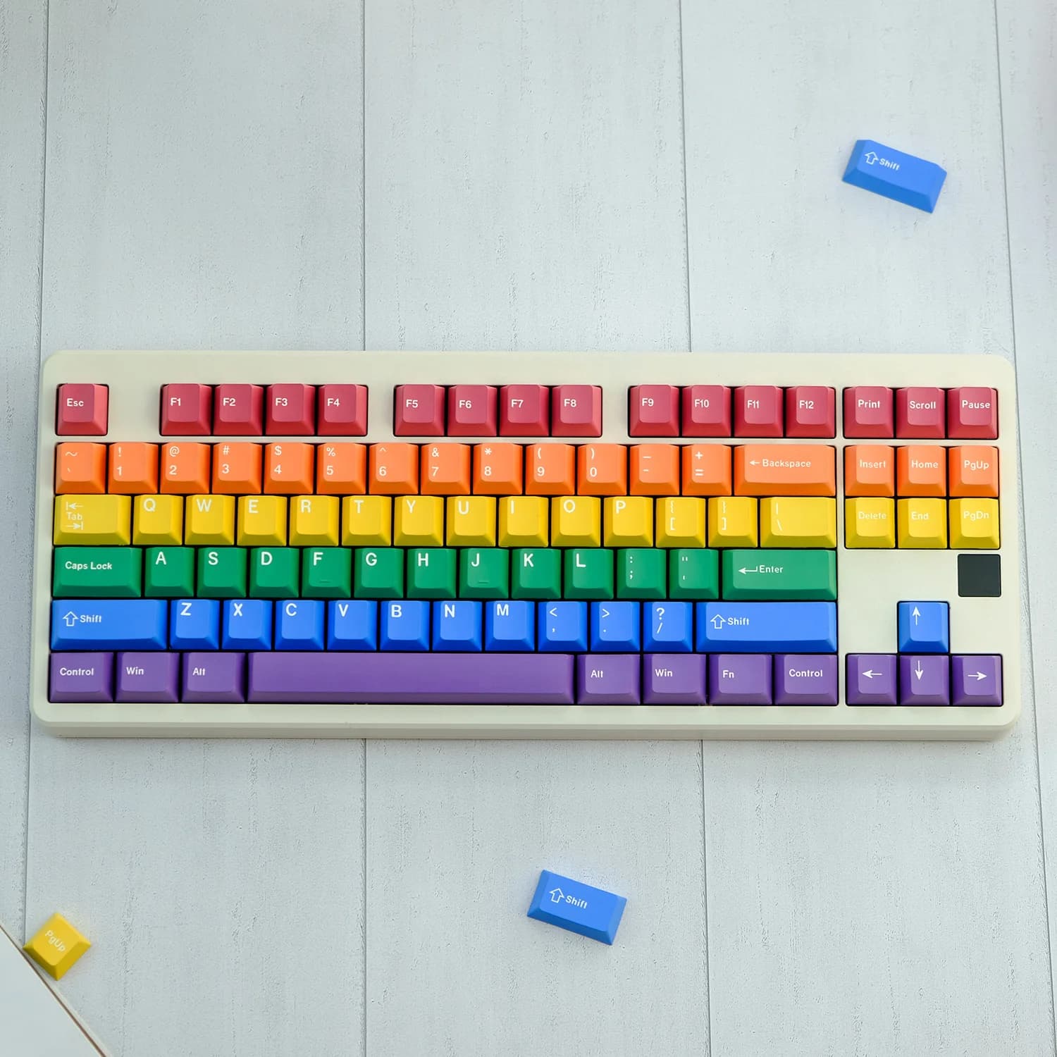 PBT GMK Pride Keycaps Cherry Profile Rainbow Keycap 5-side Dye Sublimation Mechanical Keyboard Keycap For MX Switch 1.75U Shift