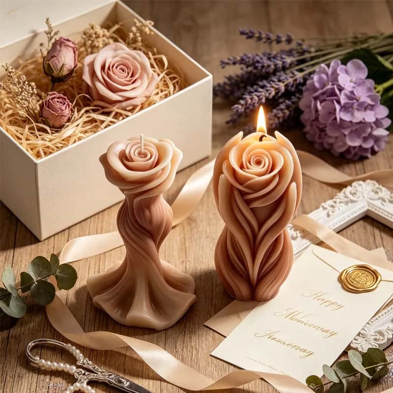 Valentine's Day Rose Bouquet-Shaped Candle Silicone Mold DIY Rose Bouquet Handmade Soap Plaster Ornaments Decorative Item Mould