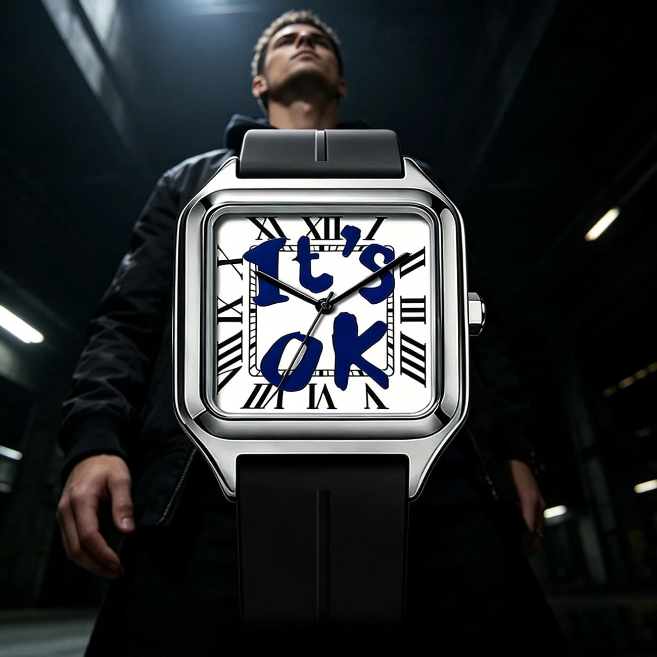 Orologio da uomo di lusso in acciaio inossidabile con quadrante quadrato, orologio al quarzo impermeabile unisex di alta gamma
