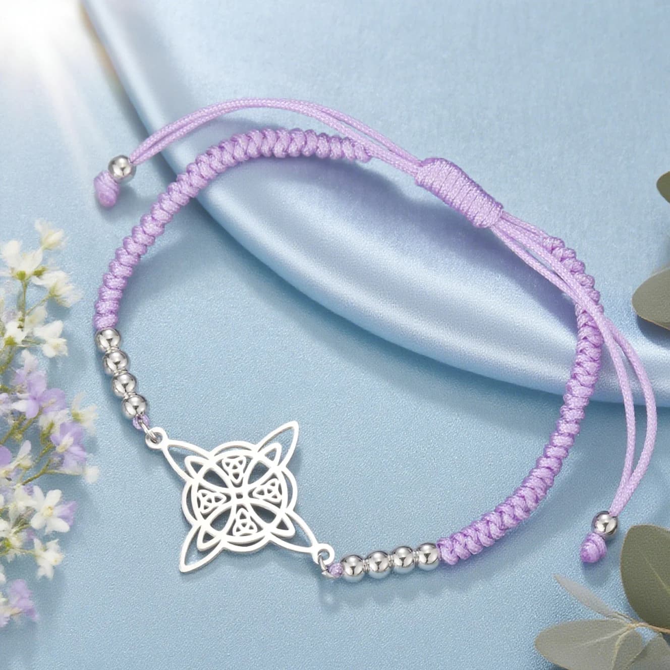 Dawapara Good Luck Witches Knot Bracciale Celtics Triquetra Trinity Knot Charm Wiccan Simbolo Regalo irlandese Gioielli in acciaio inossidabile