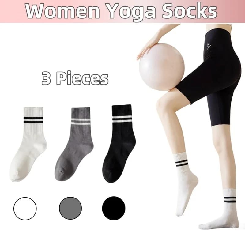 3 paia di calzini da yoga antiscivolo da donna, calzini da pilates in cotone, calzini da danza classica per lo sport e il fitness