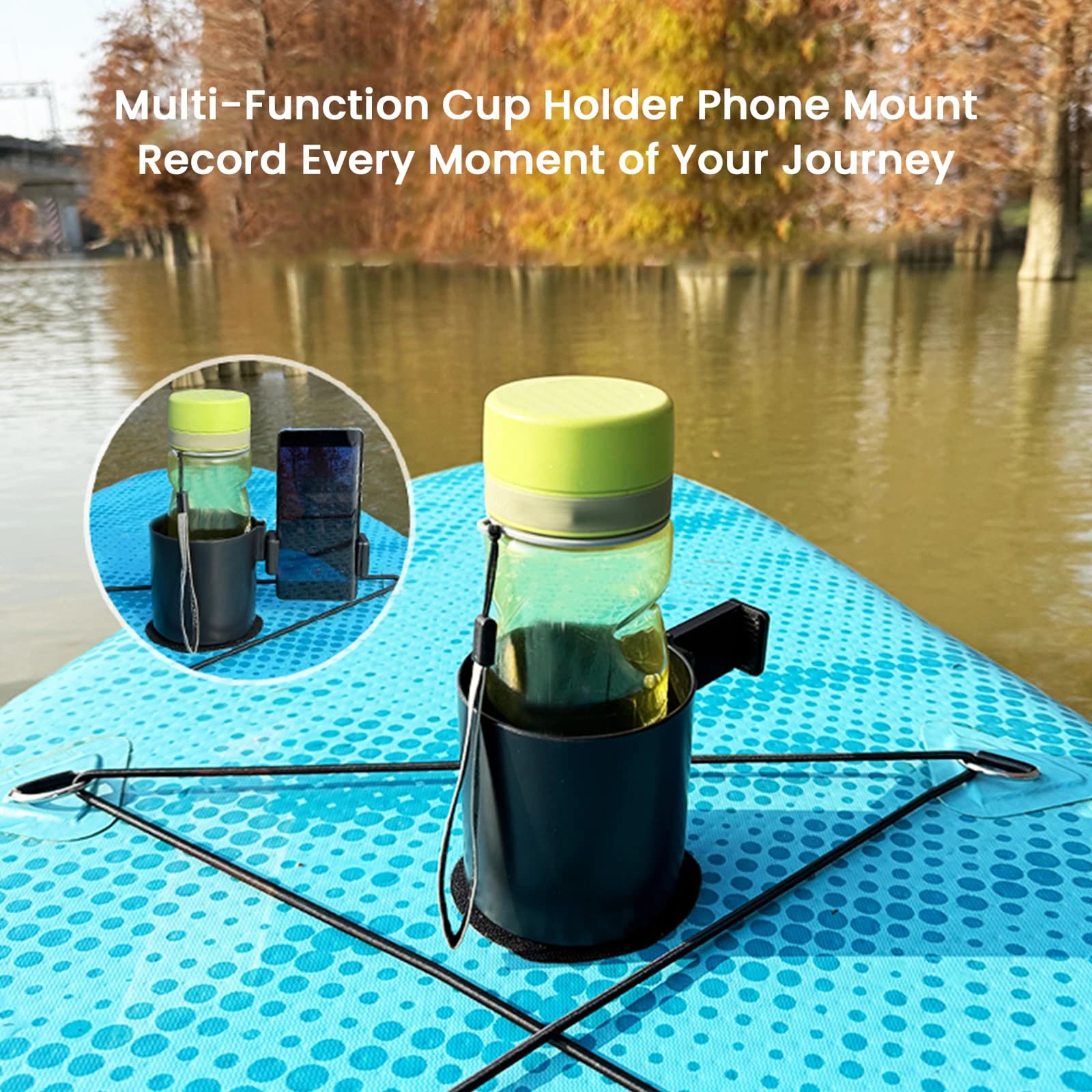 Supporto 2-in-1 per Bevande e Telefono per Kayak, Accessori per Stand Up Paddle Board, Portabicchieri per Tavole da Surf, Canoe, SUP, Kayak e Barche