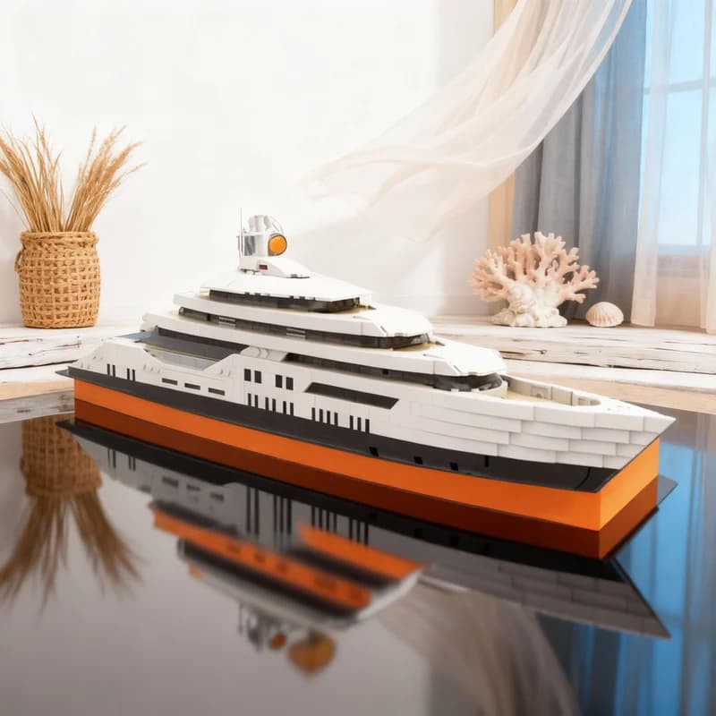 1651pcs MOC Boat WHITE Luxury Yacht Mini Scale Model Building Blocks Architecture Toys Christmas Gifts Kids Idea Creative Brick