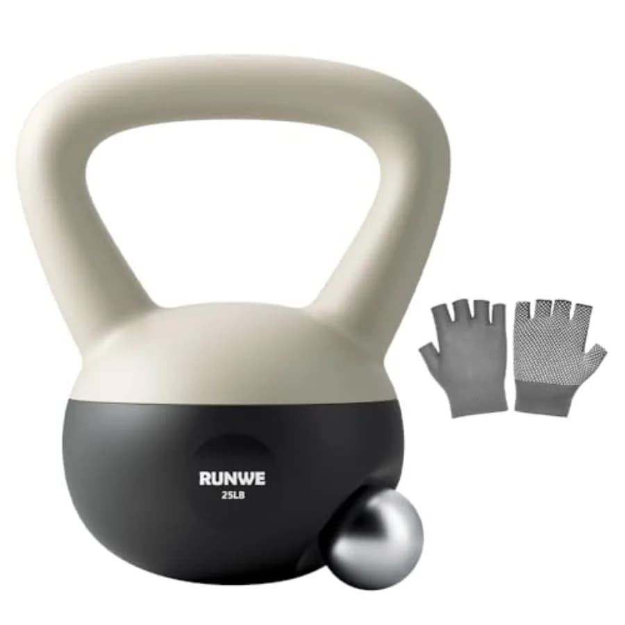 Kettlebell Soft RUNWE Sand Filled from 25, 20, 15, 10, 5 LB with Soft Padded Base, Guaranteed Security, Ideal for Men, Women and Beginners