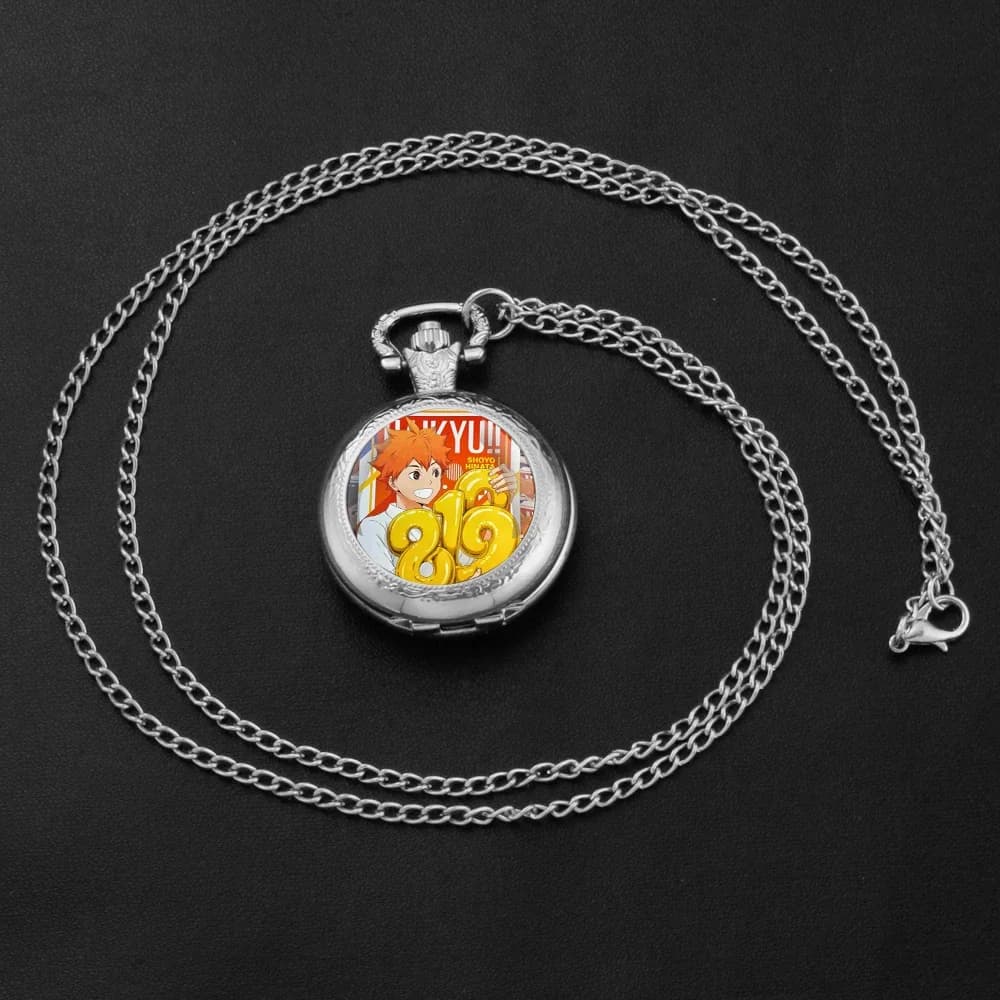 Classico anime Haikyuu!! Orologio da Tasca a Cupola con Quadrante a Numeri Arabi, Ciondolo Vintage per Uomo e Donna, Orologio Creativo, Regalo per Bambini