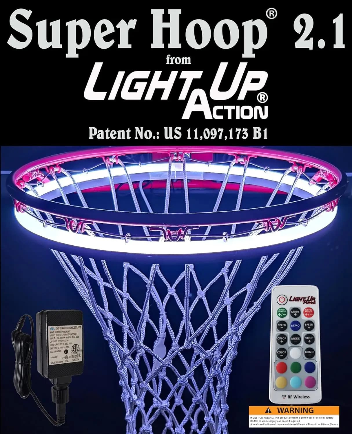 LED Interactive Basketball Basket With Shooting and Bounce Detection, Neon Lighting System for Fun Game