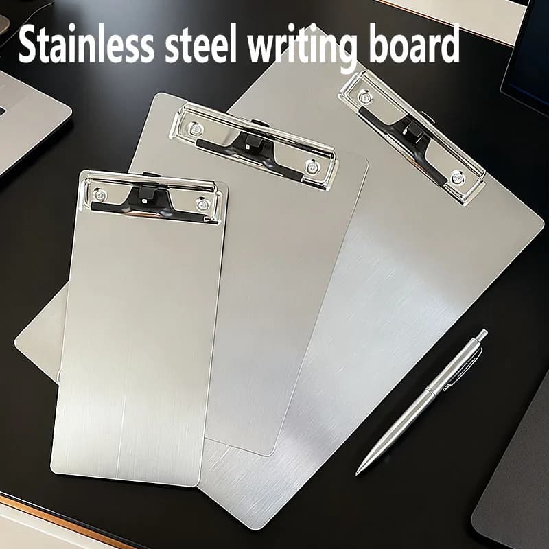 Cartella professionale, lavagna in metallo e acciaio inossidabile di alta qualità, clip per archiviazione file, organizer per forniture per ufficio